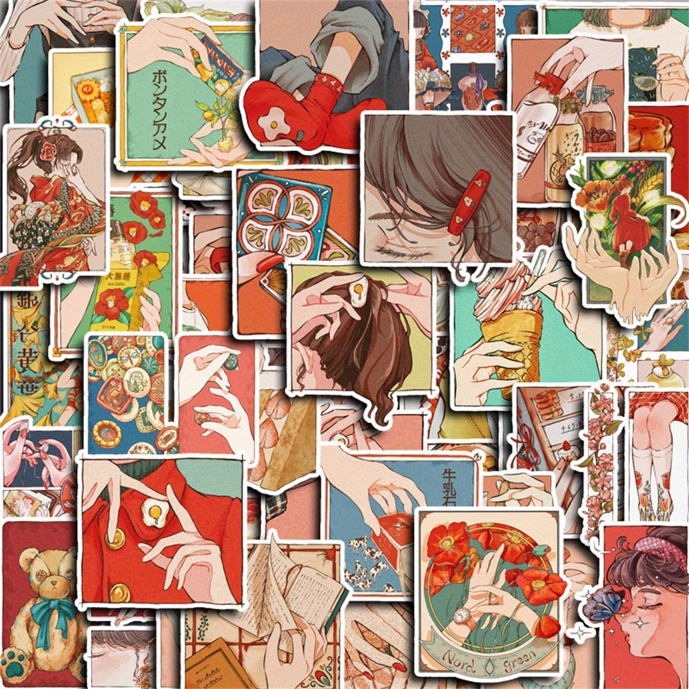 50 Buah Stiker Gaya Vintage Tr - Japanese Lifestyle Japanese ulasan dan harga